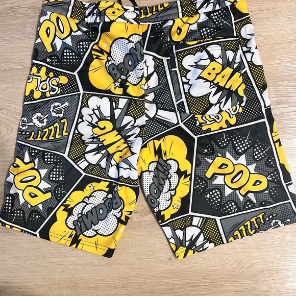 Comic Print Men's Swim Shorts - Picture 7 of 7